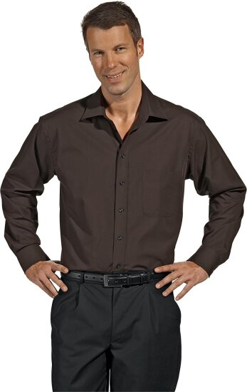Leiber Herrenhemd 1/1 Arm, 12/1239, Farbe: Chocolate, Größe: 45
