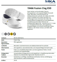 SIKA 19466 Fusion Clog ESD -Geschlossen - Weiß - Gr. 48
