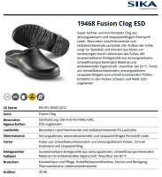 19468 Fusion ESD - Clog - Geeignet für Krankenhaus und Pflege, Hotel/Restaurant/Kantine, Service und Reinigung, Pharmaindustrie, Lebensmittelindustrie - Schwarz - Gr. 35