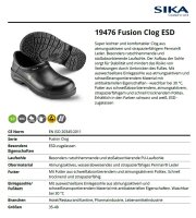 19476 Fusion ESD - Clog - S2 mit Zehenschutzkappe - Geeignet für Pharma-, Lebensmittelindustrie, Krankenhaus und Pflege, Gastronomie (HORECA) und Küche, Dienstleistung und Reinigung - Schwarz - Gr. 35