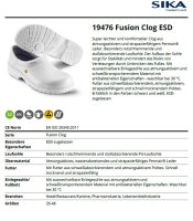 19476 Fusion ESD - Clog - S2 mit Zehenschutzkappe - Geeignet für Pharma-, Lebensmittelindustrie, Krankenhaus und Pflege, Gastronomie (HORECA) und Küche, Dienstleistung und Reinigung - Weiß - Gr. 47