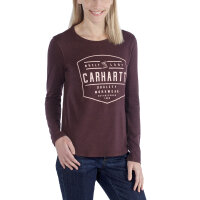 Carhartt 103929 bedrucktes Damen Langarmshirt aus leichtem Material - Fudge Heather - Gr. XS