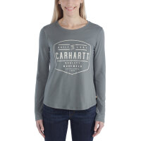 Carhartt 103929 bedrucktes Damen Langarmshirt aus leichtem Material - Balsam Green - Gr. M