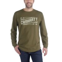 Carhartt 103850 bedrucktes Langarmshirt aus schwerem Stoff - Military Olive - Gr. M