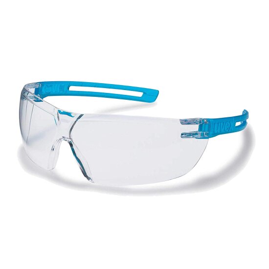 Uvex X-Fit Schutzbrille 9199265 - Transparente Arbeitsbrille, Blaue Bügel