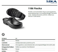 SIKA 1186 Flexika offener Freizeit Clog - Fußbett aus weichem Textilmaterial - Schwarz - Gr. 35