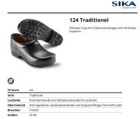 SIKA 124 Traditionell geschlossener Freizeit Clog - Ohne Zehenschutzkappe und mit breiter Passform - Schwarz - Gr. 39
