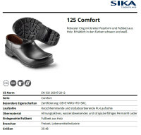SIKA 125 Comfort Robuster Clog - Breite Passform und Fußbett aus Holz - Besonders gute Strapazierfähigkeit - Schwarz - Gr. 44