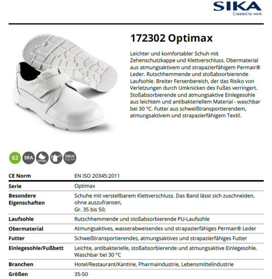 SIKA 172302 Optimax komfortabler Schuh S2 SRA