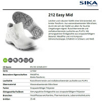 SIKA 212 Easy Mid S2 SRC - Ideal für Hotel/Restaurant/Kantine, Pharma- und Lebensmittelindustrie- Weiß - Gr. 35