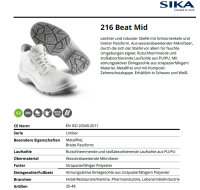 SIKA 216 Beat Mid S2 SRC- Ideal für Hotel/Restaurant/Kantine, Pharma- und Lebensmittelindustrie- Weiß - Gr. 35