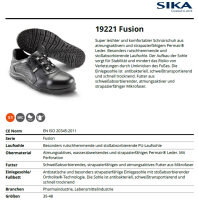 SIKA 19221 Fusion S1 SRC Schnürschuh - Ideal für die Pharma- und Lebensmittelindustrie - Schwarz - Gr. 35