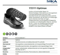 SIKA 172111 Optimax Slipper S2 SRA - Schwarz - Gr. 36