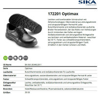 SIKA 172201 Optimax Schnürschuh S2 SRA - Schwarz - Gr. 35