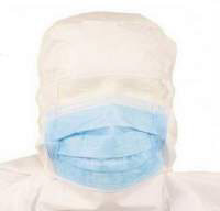 Infektionsschutz-Kopfhaube weiß mit integrierter Atemmaske nach EN14126 Schutzkleidung