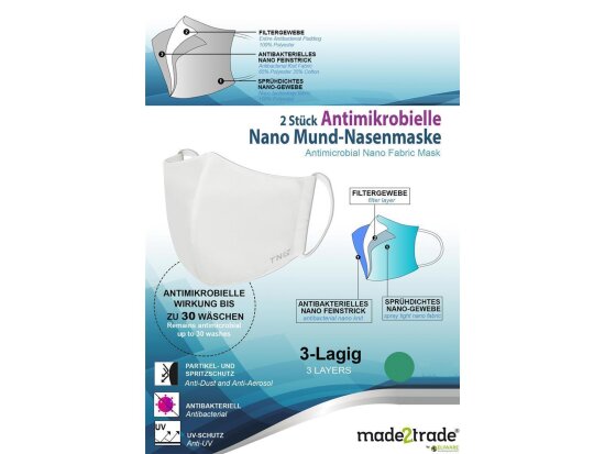 Eco Mund- Nasen-Bedeckung made2trade Waschbare Für Kinder und Erwachsene Größenverstellbare 