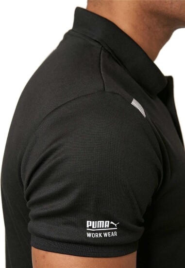 PUMA WORK WEAR Premium Arbeitshemd - Poloshirt aus robustem Gewebe und Reflektoren - Schwarz - Gr. XXL