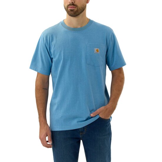 Carhartt 103296 K87 Pocket S/S T-Shirt Blue Lagoon Heather M